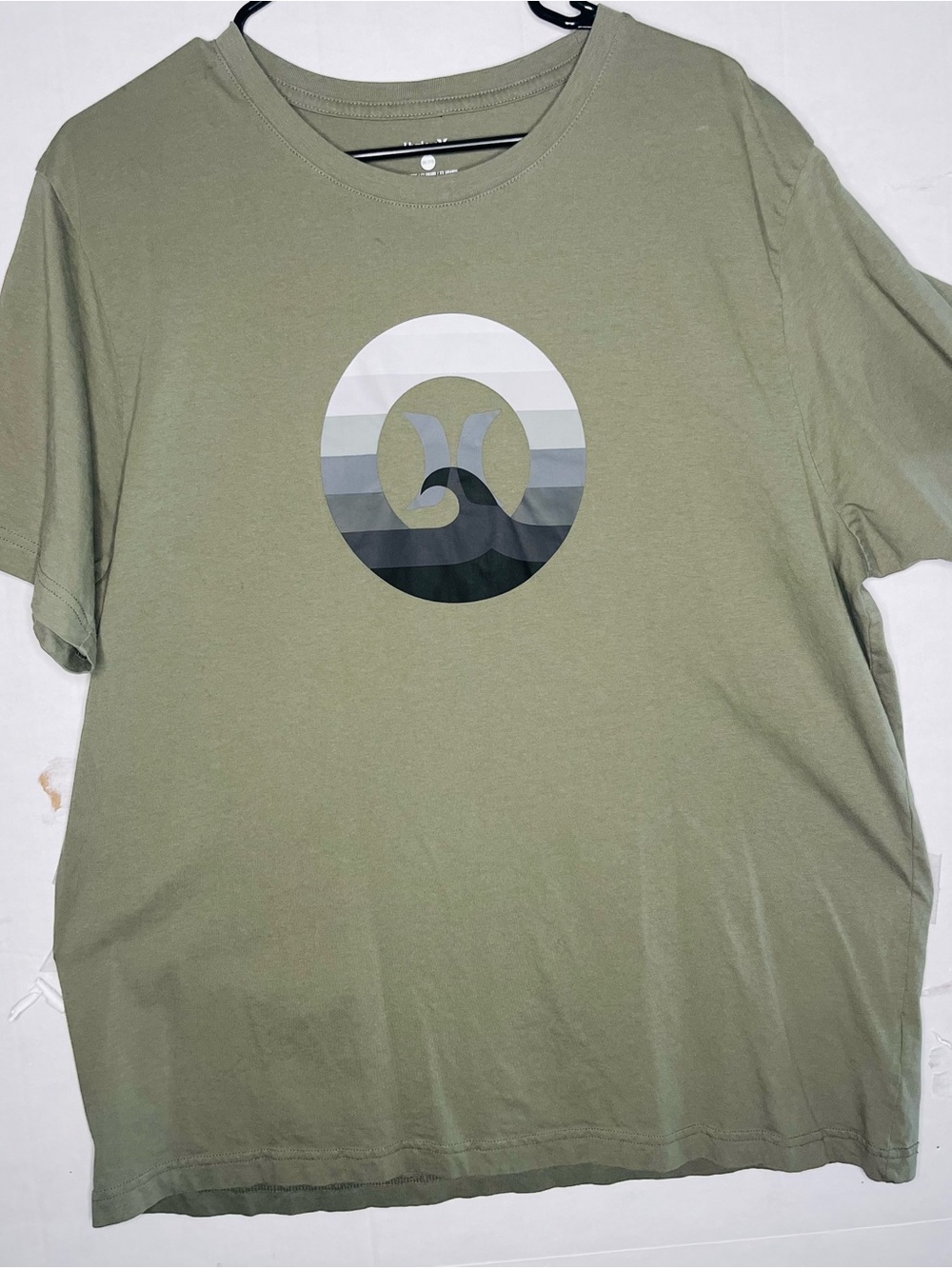 Hurley Olive Green Short Sleeve Crewneck T-Shirt with Wave Logo XXL